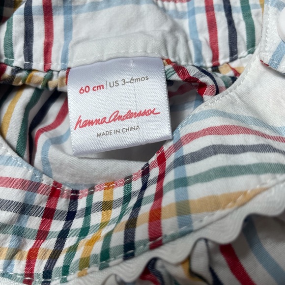 Hanna Andersson Baby 3-6 Months Plaid Long Sleeve Blouse White Red Yellow Green - Picture 4 of 7